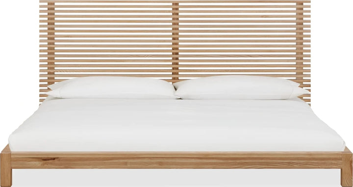 Tanner Solid Ash Platform Bed in Flaxen — white background, front view