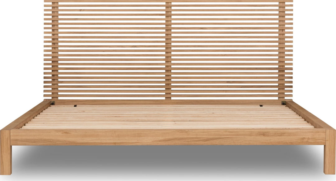 Tanner Solid Ash Platform Bed in Flaxen — front view without mattress