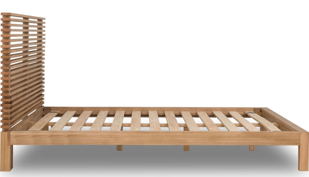 Tanner Solid Ash Platform Bed in Flaxen — side view without mattress