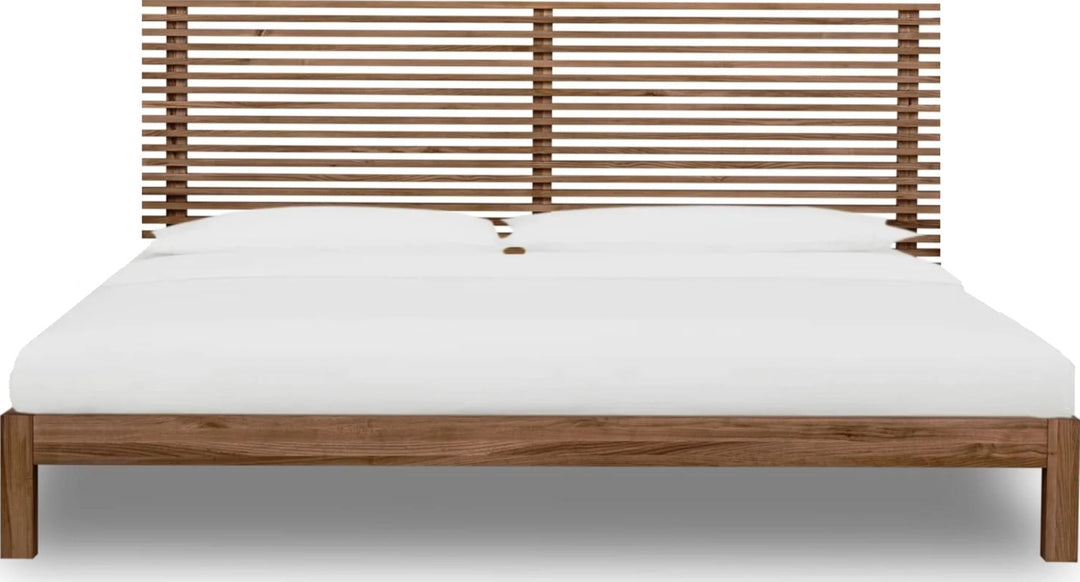 Tanner Solid Ash Platform Bed in Roux — white background, front view