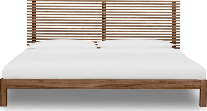 Tanner Solid Ash Platform Bed in Roux — white background, front view