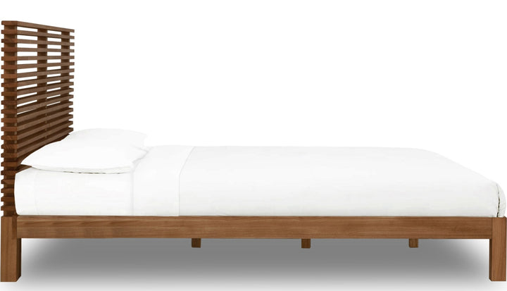 Tanner Solid Ash Platform Bed in Roux — white background, side profile