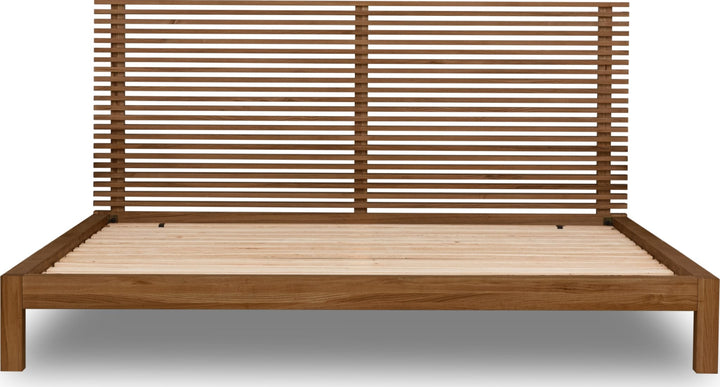 Tanner Solid Ash Platform Bed in Roux — front view without mattress
