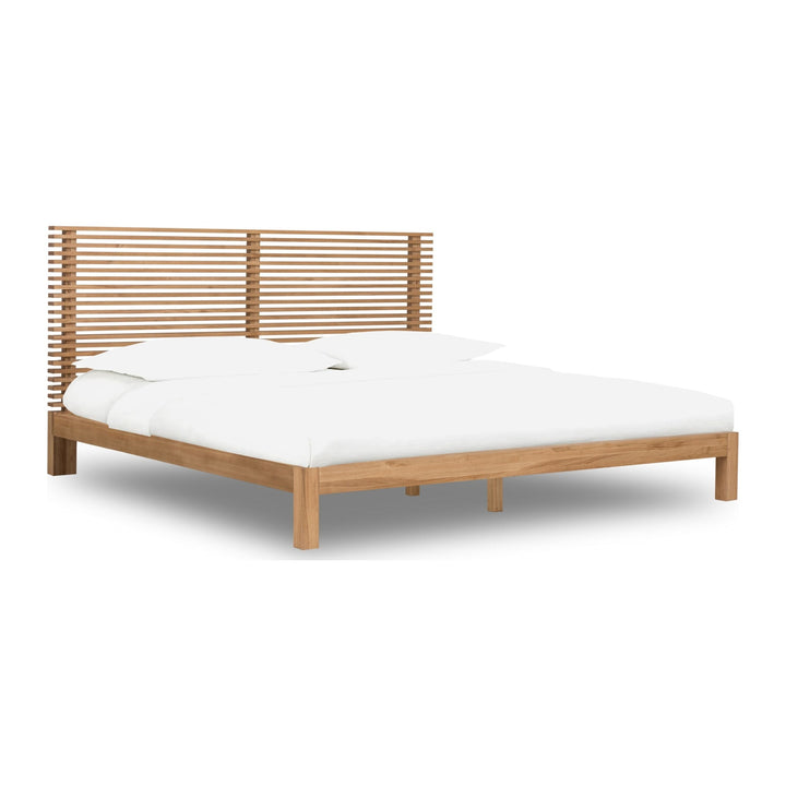 Tanner Solid Ash Platform Bed by Modus in Flaxen — white background, angled view
