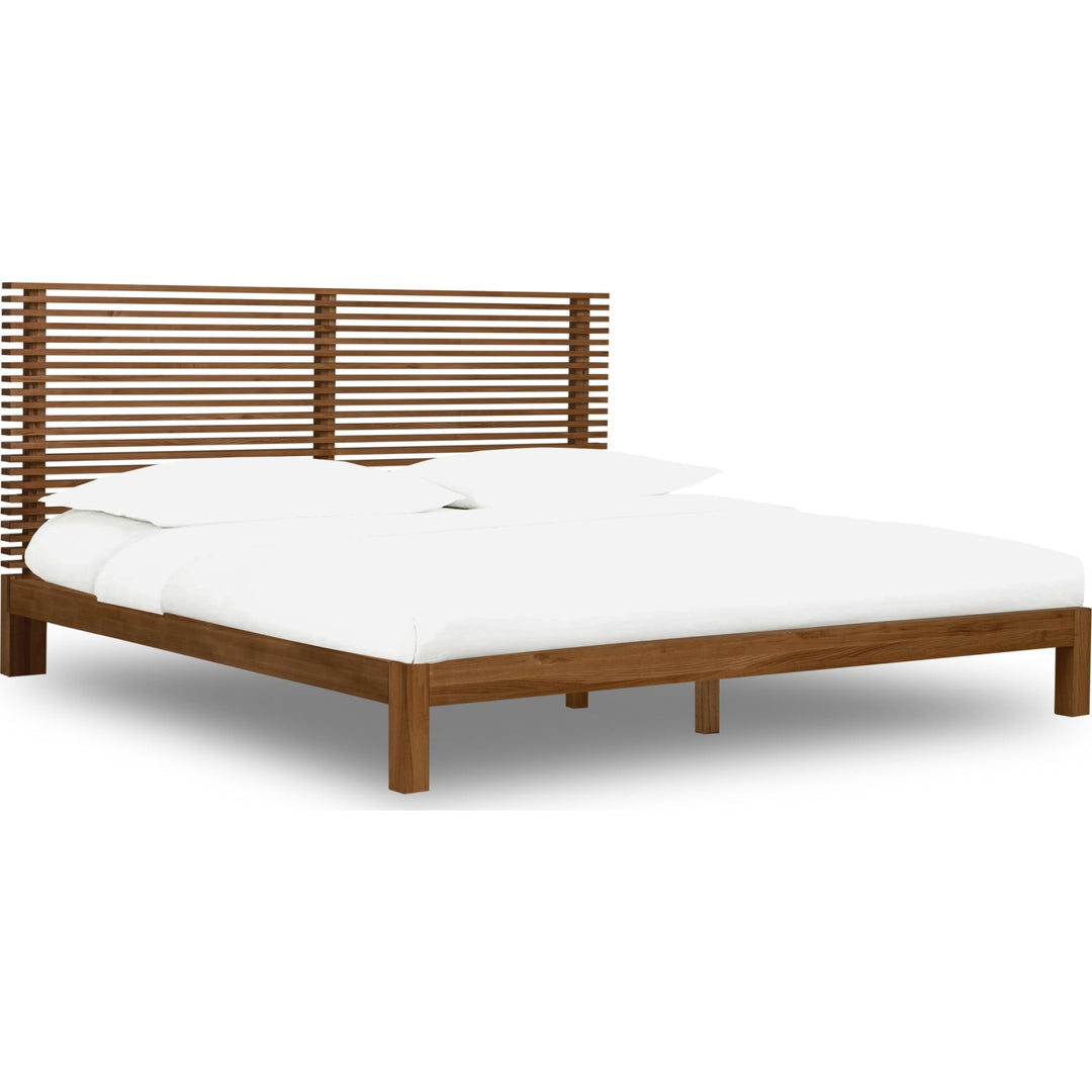 Tanner Solid Ash Platform Bed in Roux — white background, angled view