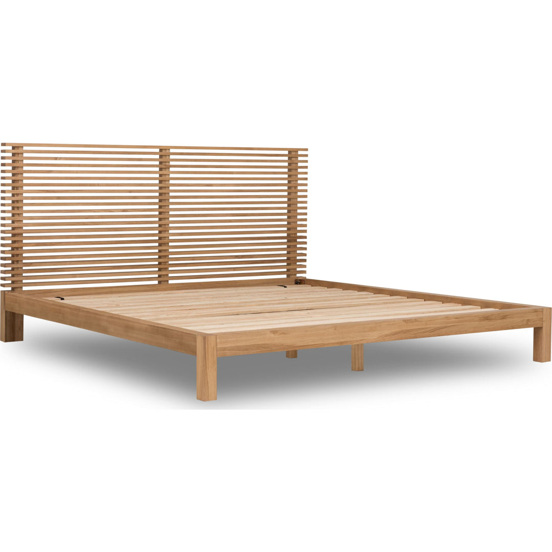 Tanner Solid Ash Platform Bed in Flaxen — angled view without mattress
