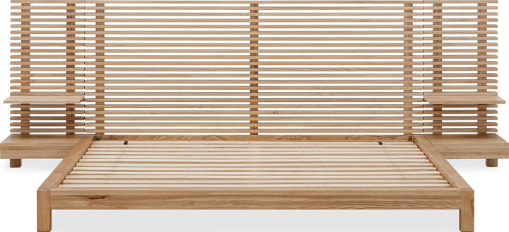 Tanner Solid Ash Wall Bed with Integrated Nightstands in Flaxen — front view without mattress