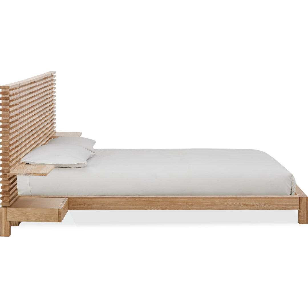 Tanner Solid Ash Wall Bed with Integrated Nightstands in Flaxen — white background, side profile