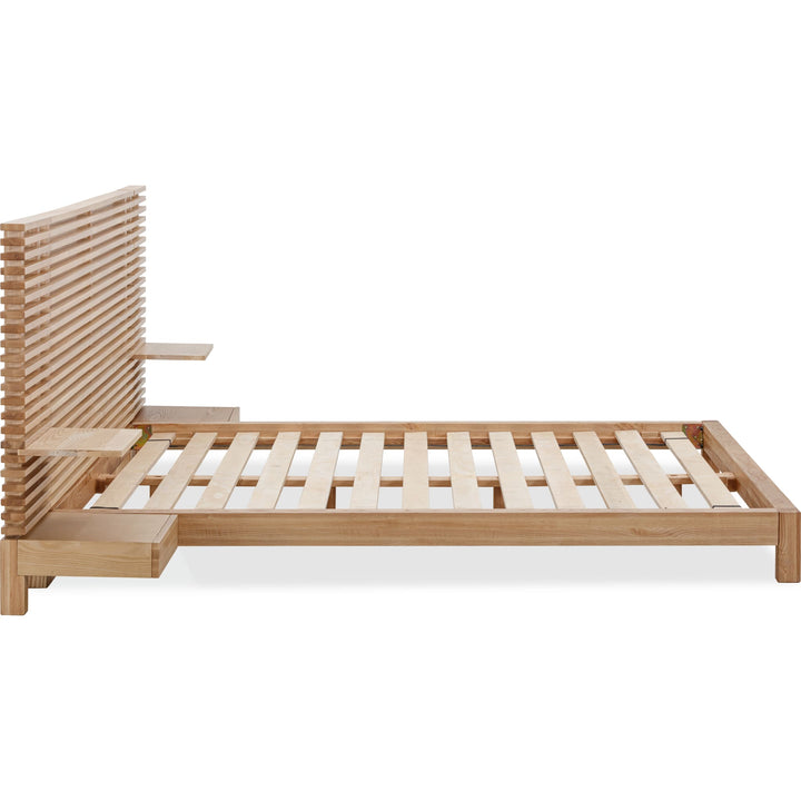 Tanner Solid Ash Wall Bed with Integrated Nightstands in Flaxen — side view without mattress