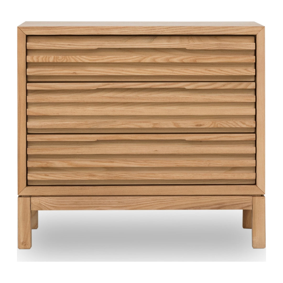 Tanner Three Drawer USB-Charging Nightstand by Modus in Flaxen — on a white background