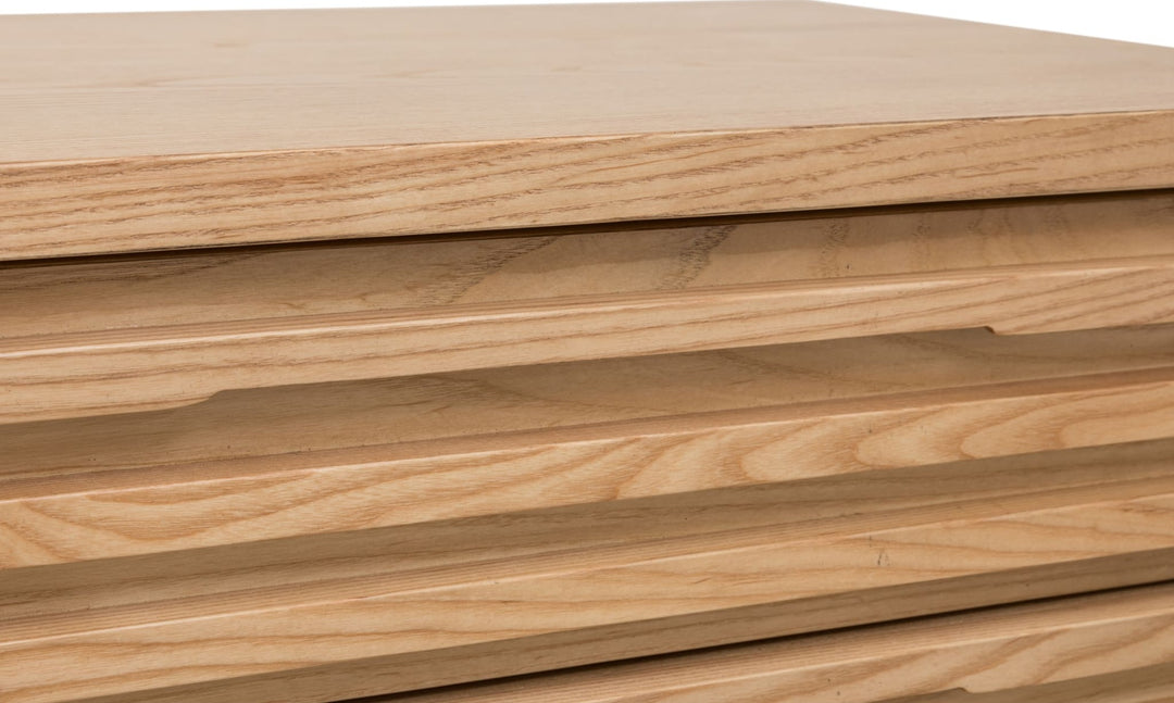 Tanner Three Drawer USB-Charging Nightstand in Flaxen — detail view