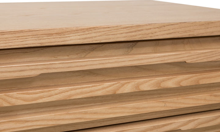 Tanner Three Drawer USB-Charging Nightstand in Flaxen — detail view