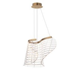 Tartan 1-Light LED Pendant by ET2 Lighting in Brushed Champagne, front view