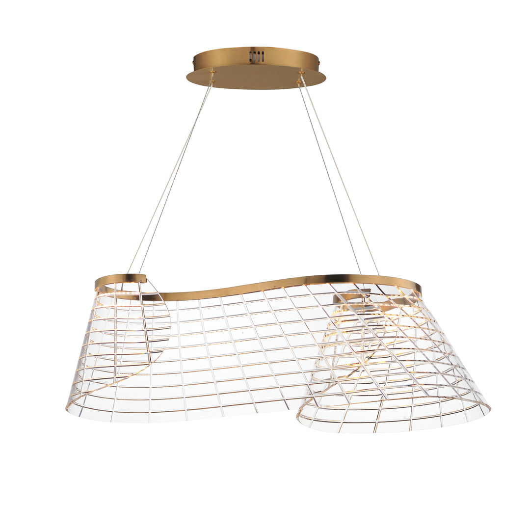 Tartan 1-Light Linear LED Pendant by ET2 Lighting in Brushed Champagne, front view