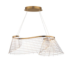Tartan 1-Light Linear LED Pendant by ET2 Lighting in Brushed Champagne, front view
