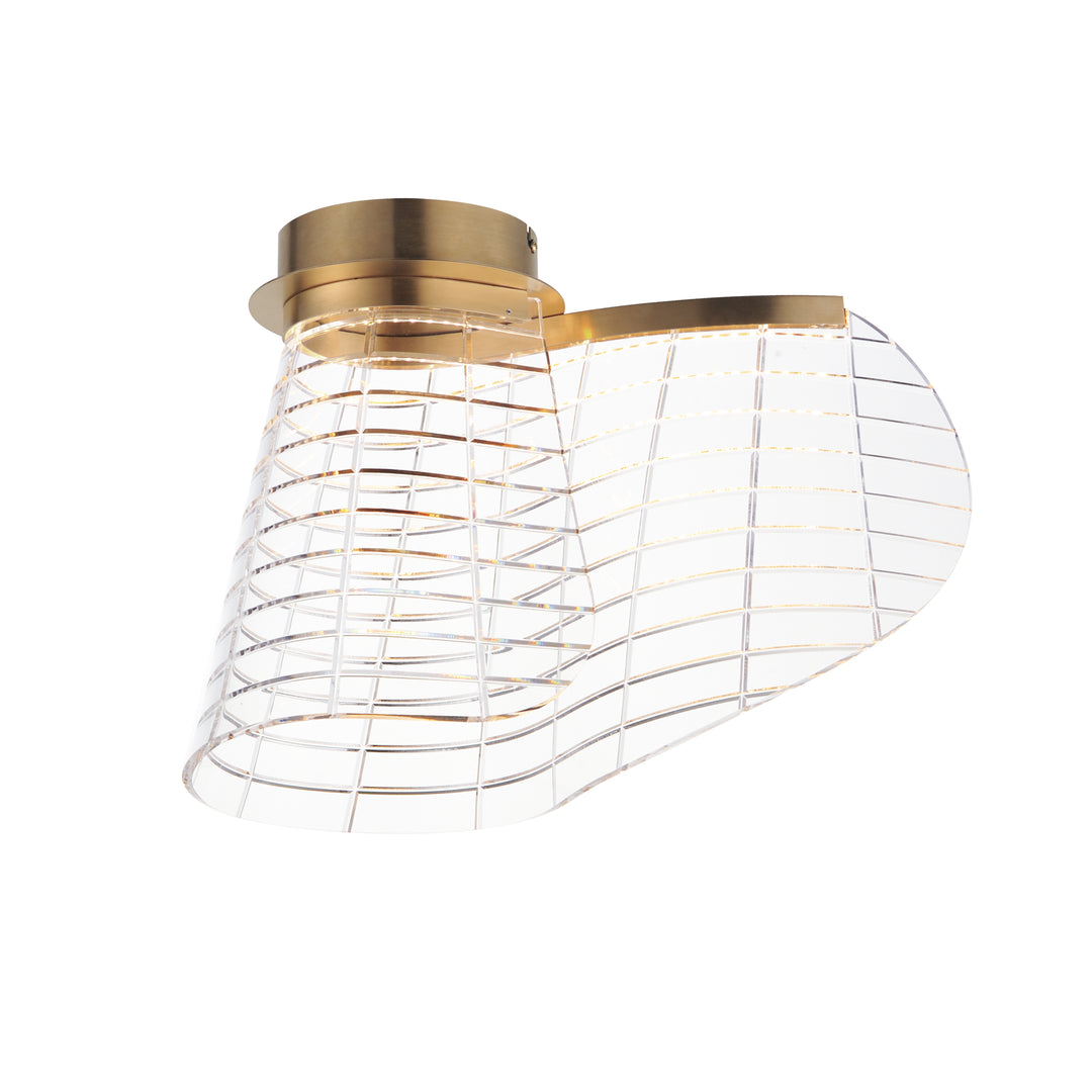 Tartan LED Flush Mount by ET2 Lighting in Brushed Champagne, front view