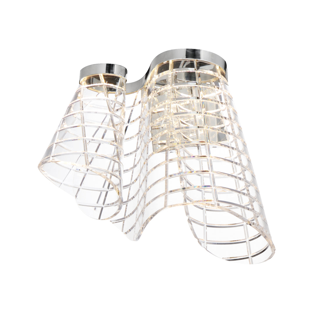 Tartan LED Wall Sconce by ET2 Lighting in Polished Chrome, front view