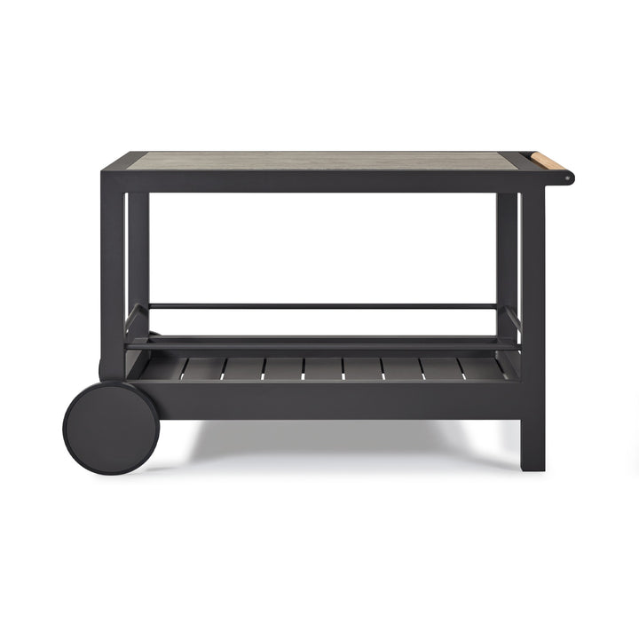 Tavola Aluminum Stone Bar Cart by Harbour in Aluminum Asteroid