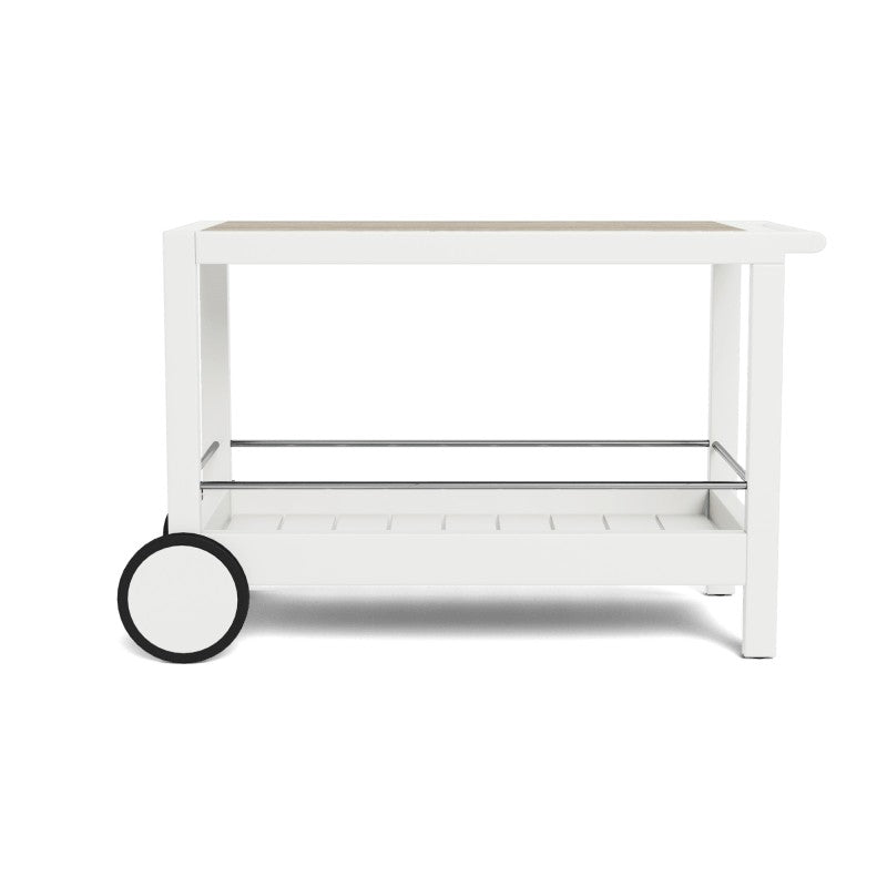 Tavola Aluminum Stone Bar Cart by Harbour in Aluminum White