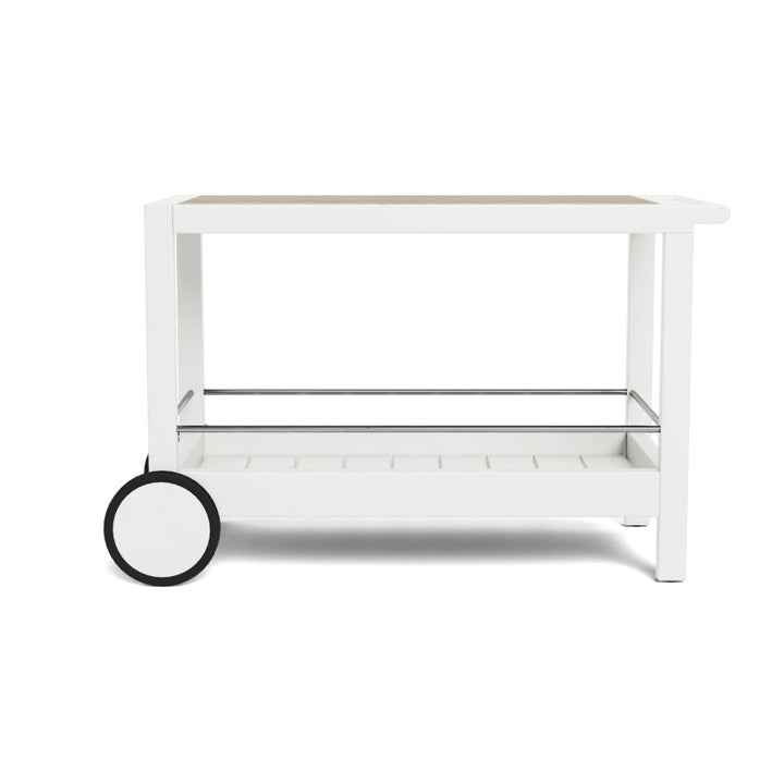 Tavola Aluminum Stone Bar Cart by Harbour in Aluminum White