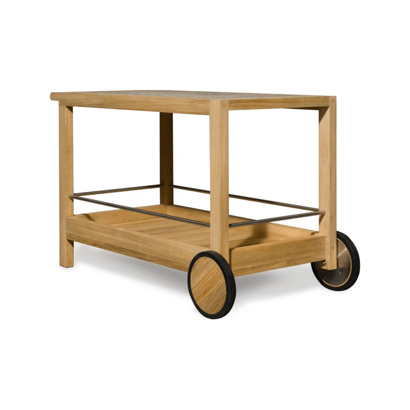 Tavola Teak Stone Bar Cart by Harbour detail view 1