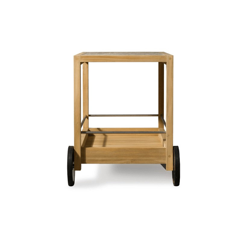 Tavola Teak Stone Bar Cart by Harbour detail view 2