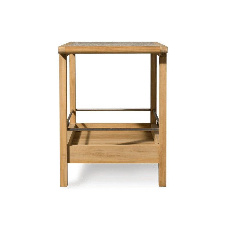 Tavola Teak Stone Bar Cart by Harbour detail view 3