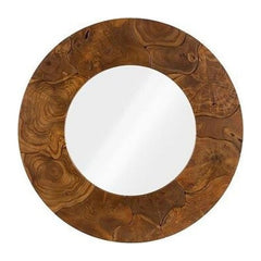 Teak Slice Round Mirror Phillips Collection