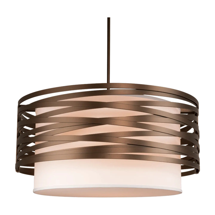 Tempest Drum Chandelier with Linen Shade by Hammerton Studio — Large, white linen drum shade