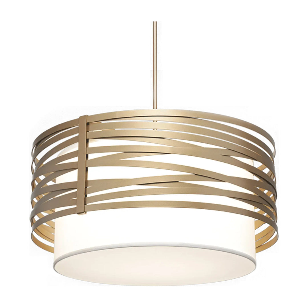 Tempest Drum Chandelier with Linen Shade by Hammerton Studio — Medium, white linen drum shade