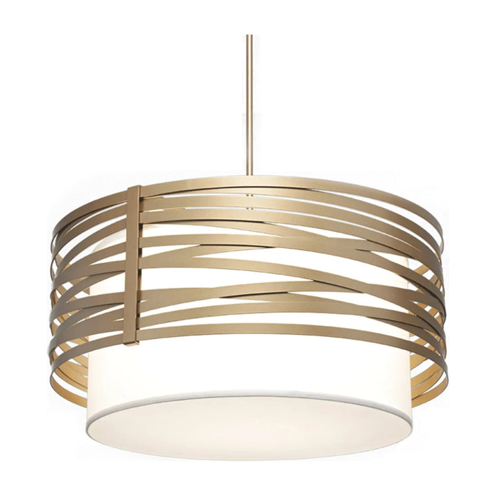 Tempest Drum Chandelier with Linen Shade by Hammerton Studio — Medium, white linen drum shade