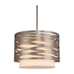 Tempest Drum Chandelier with Linen Shade by Hammerton Studio — Small, white linen drum shade