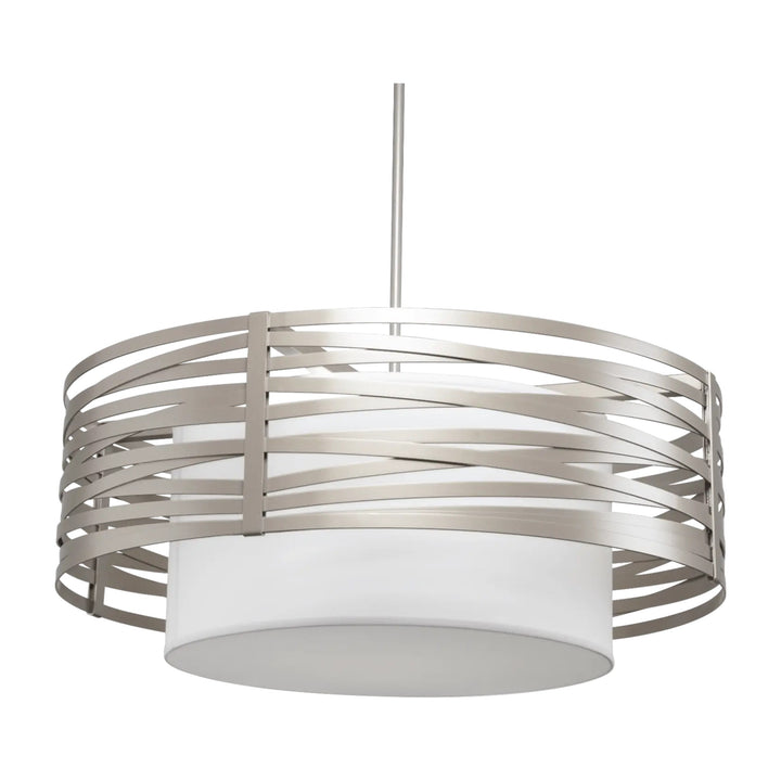 Tempest Drum Chandelier with Linen Shade by Hammerton Studio — XL, white linen drum shade