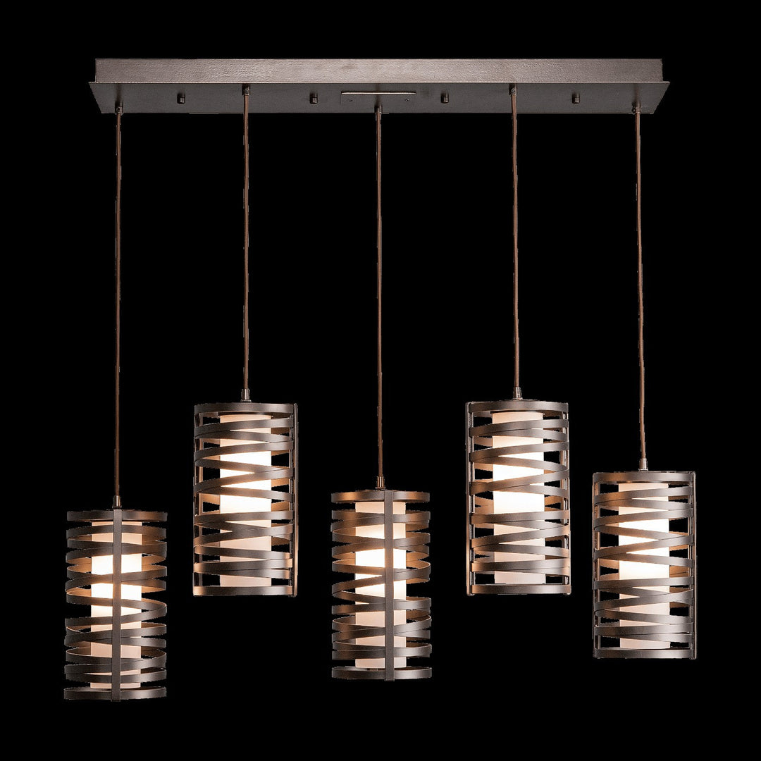 Tempest Linear Pendant Chandelier by Hammerton Studio, finish and glass detail