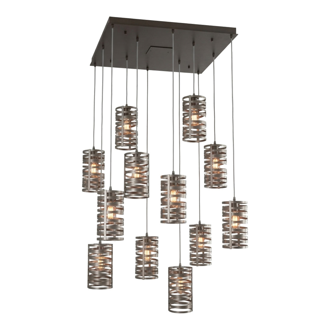 Tempest Square Pendant Chandelier by Hammerton Studio, 12 Lights
