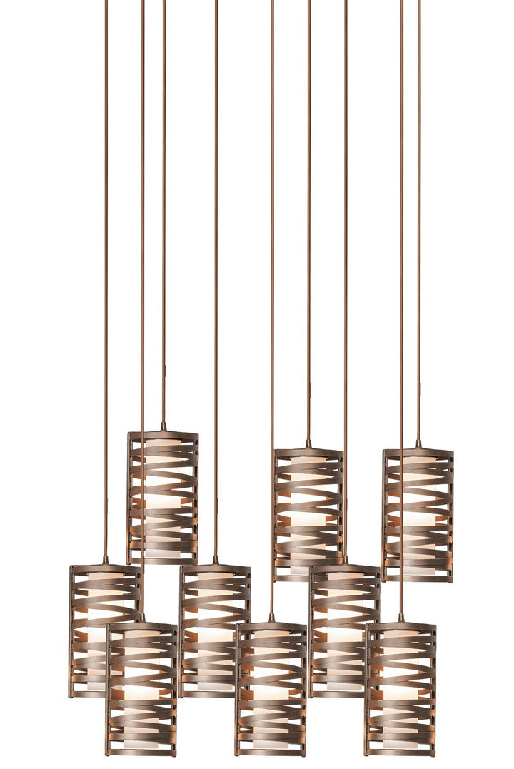 Tempest Square Pendant Chandelier by Hammerton Studio, finish and glass detail