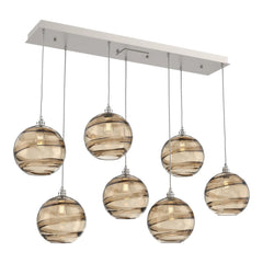 Terra Linear Pendant Chandelier by Hammerton Studio – 7 Lights in Beige Silver