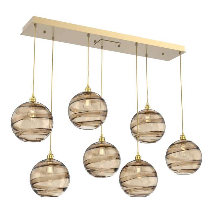 Terra Linear Pendant Chandelier by Hammerton Studio – 7 Lights in Gilded Brass