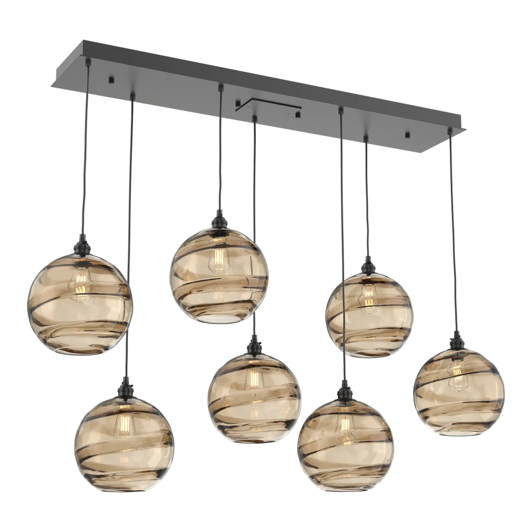 Terra Linear Pendant Chandelier by Hammerton Studio – 7 Lights in Matte Black