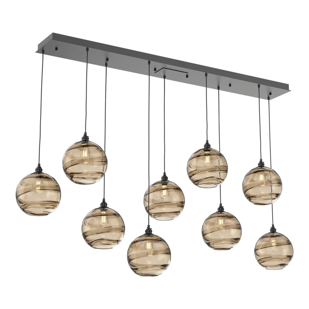Terra Linear Pendant Chandelier by Hammerton Studio – 9 Lights in Matte Black