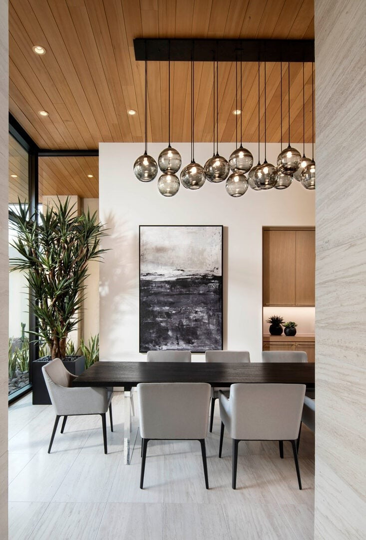 Terra Linear Pendant Chandelier by Hammerton Studio in a styled interior