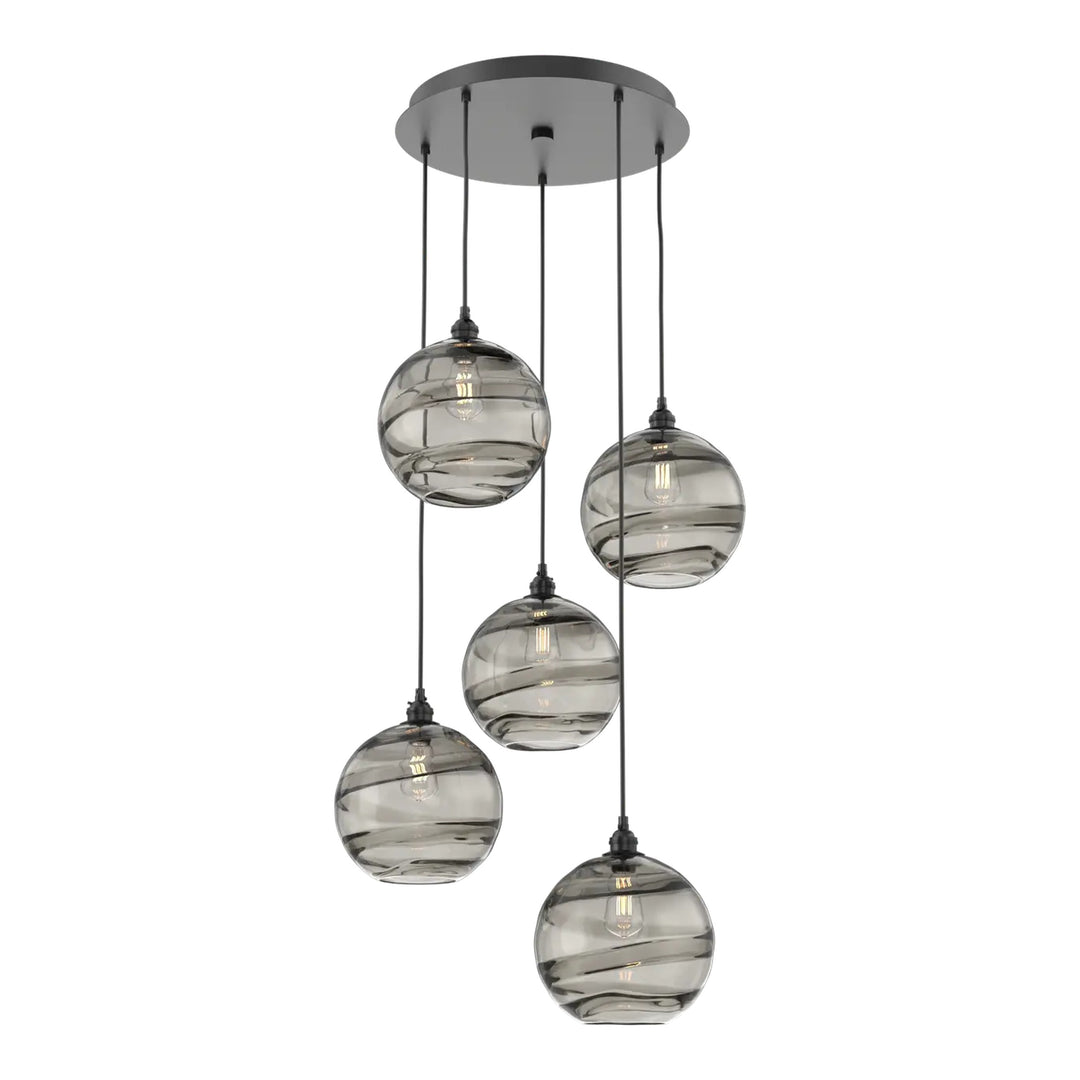 Terra Round Pendant Chandelier by Hammerton Studio – 5 Lights in Matte Black on adjustable cord