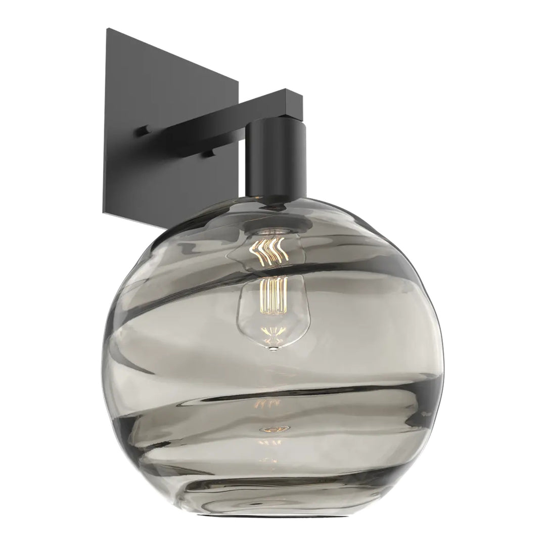 Terra Sconce by Hammerton Studio in Matte Black with Smoke glass