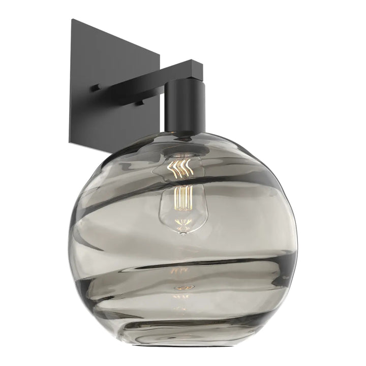 Terra Sconce by Hammerton Studio in Matte Black with Smoke glass
