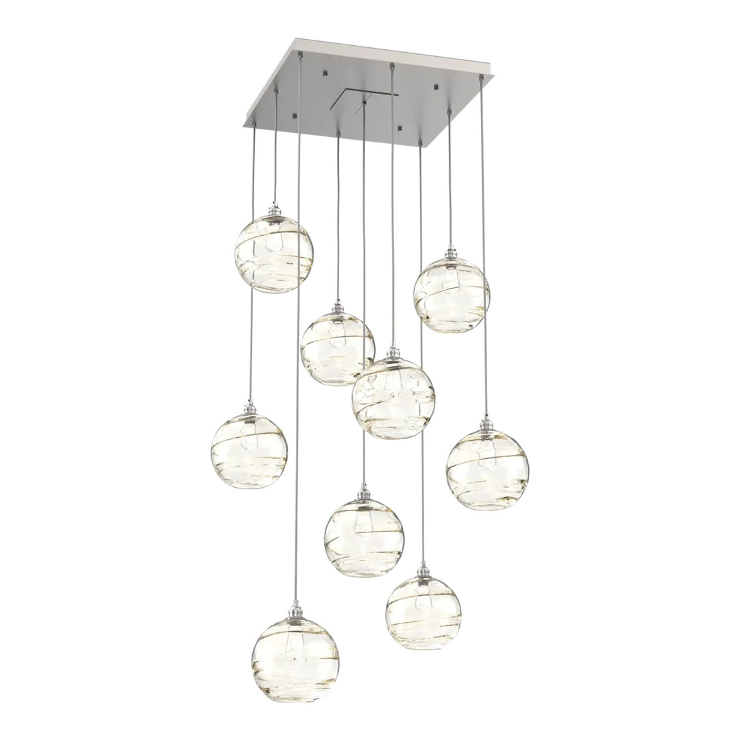 Terra Square Pendant Chandelier by Hammerton Studio – 9 Lights in Beige Silver
