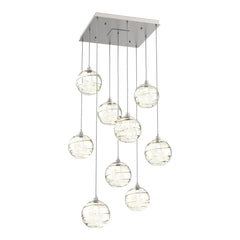 Terra Square Pendant Chandelier by Hammerton Studio – 9 Lights in Beige Silver