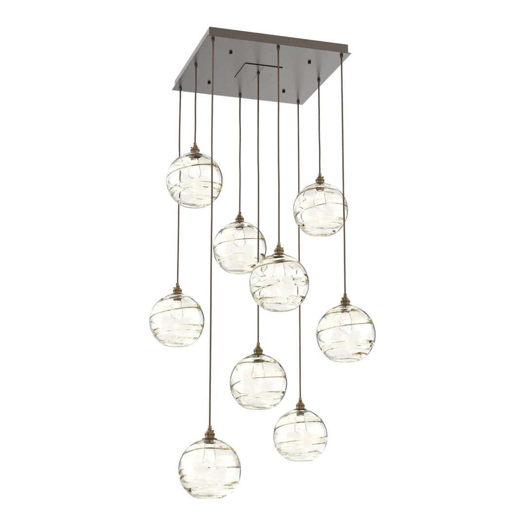 Terra Square Pendant Chandelier by Hammerton Studio – 9 Lights in Flat Bronze
