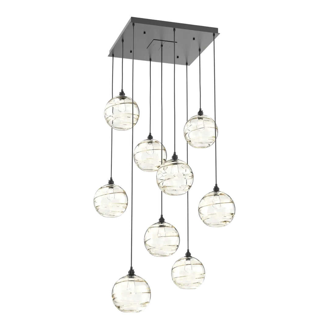 Terra Square Pendant Chandelier by Hammerton Studio – 9 Lights in Matte Black