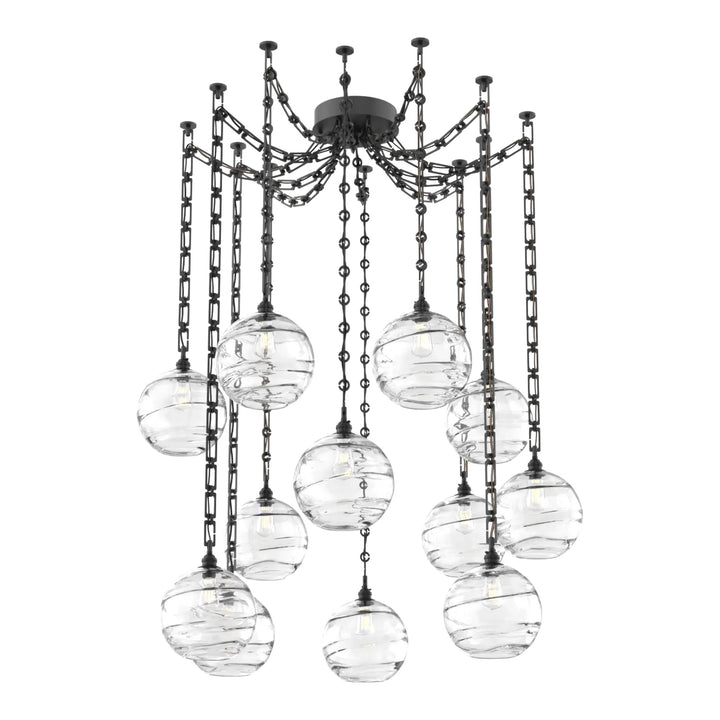 Terra Swag Chandelier by Hammerton Studio – 12 Lights in Matte Black on Rectangular Chain