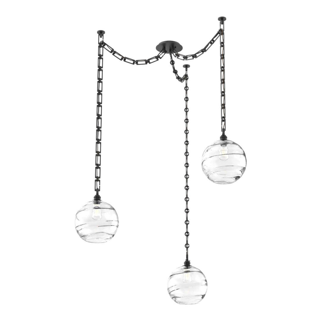 Terra Swag Chandelier by Hammerton Studio – 3 Lights in Matte Black on Rectangular Chain
